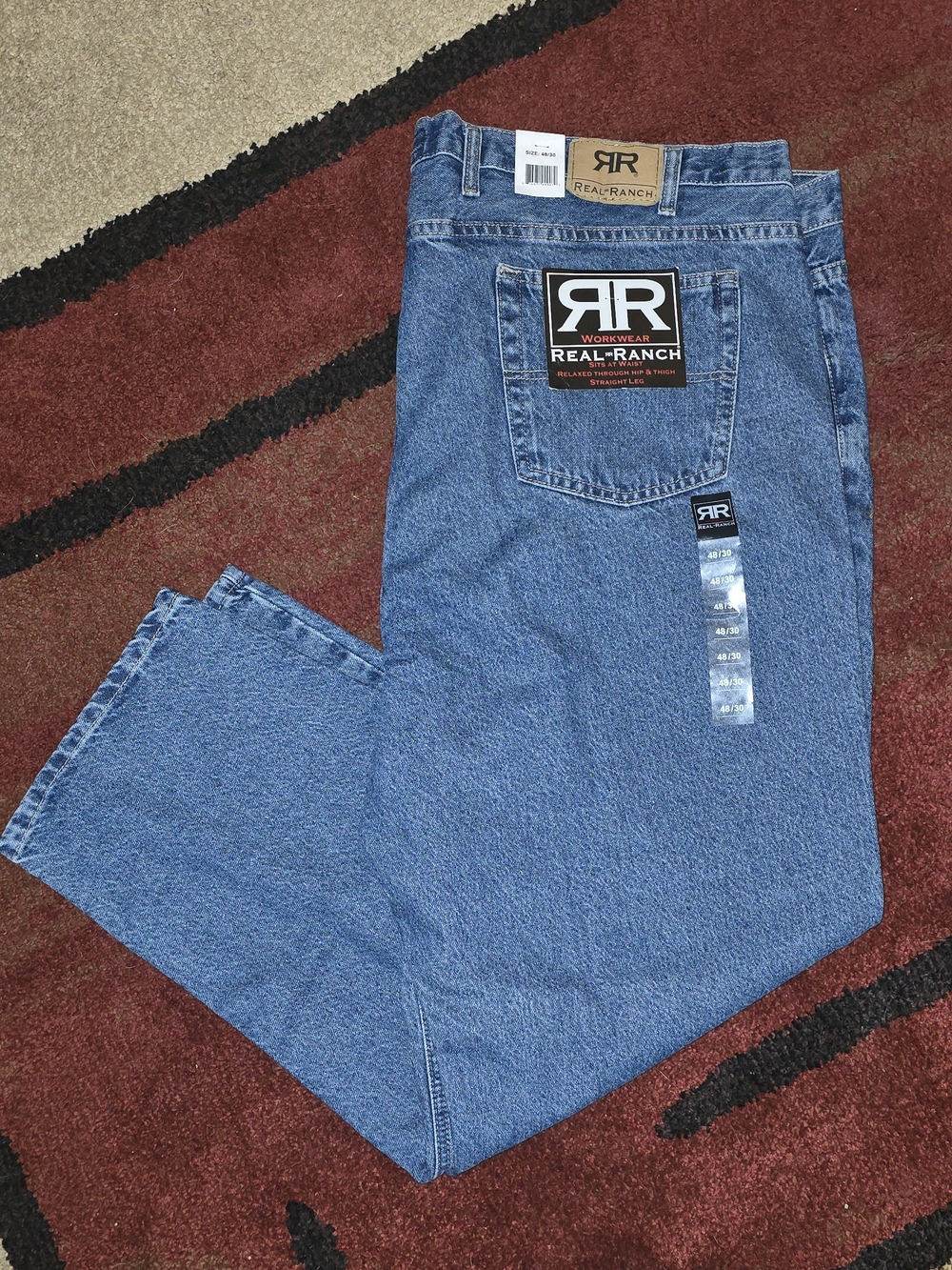 Real Ranch Workwear Men's Relaxed Fit Straight Leg Jeans - Size 48/30